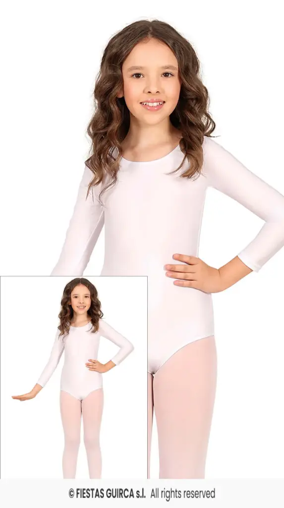 Long Sleeve White Child Maillot