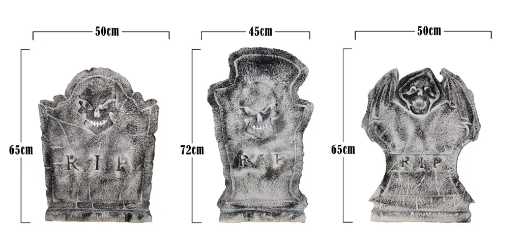 Styrofoam Tombstone 50x60 cm - Skull 1 pc