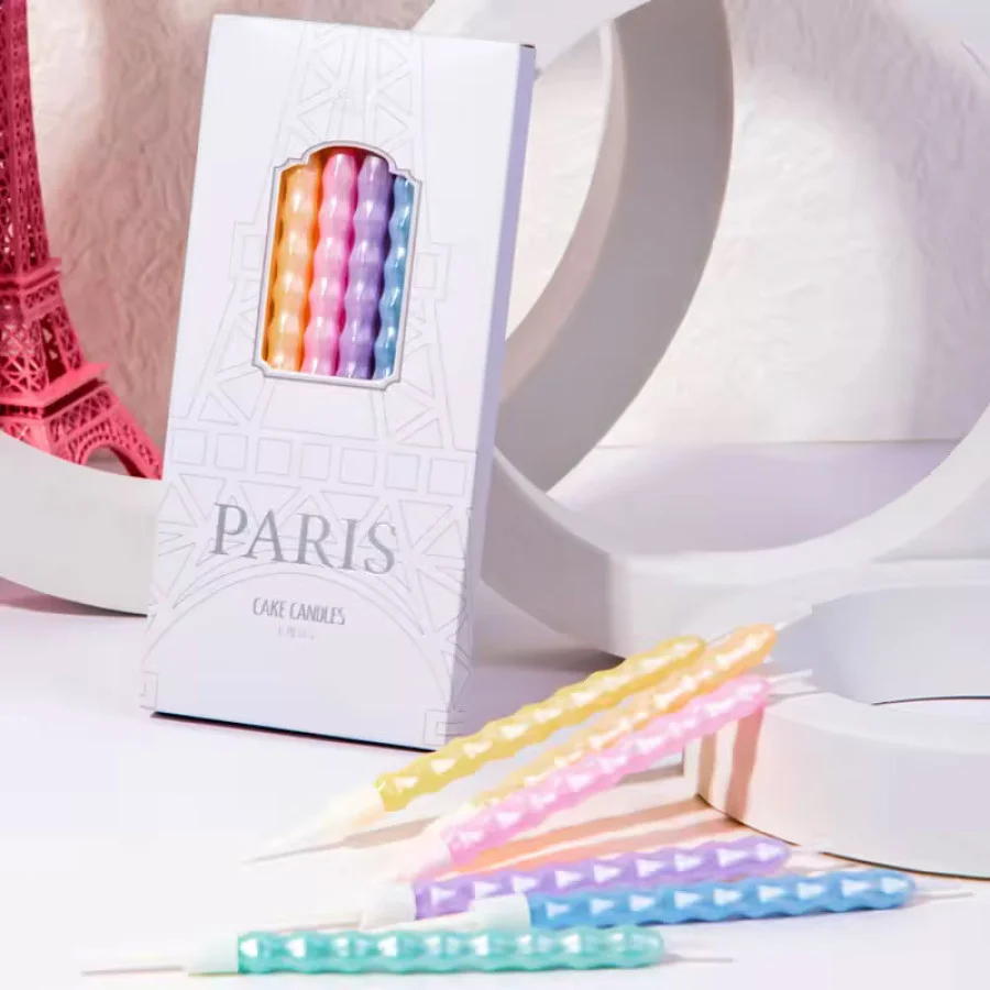 Macaron Pearlescent Paris Cake Candles 6 Pcs