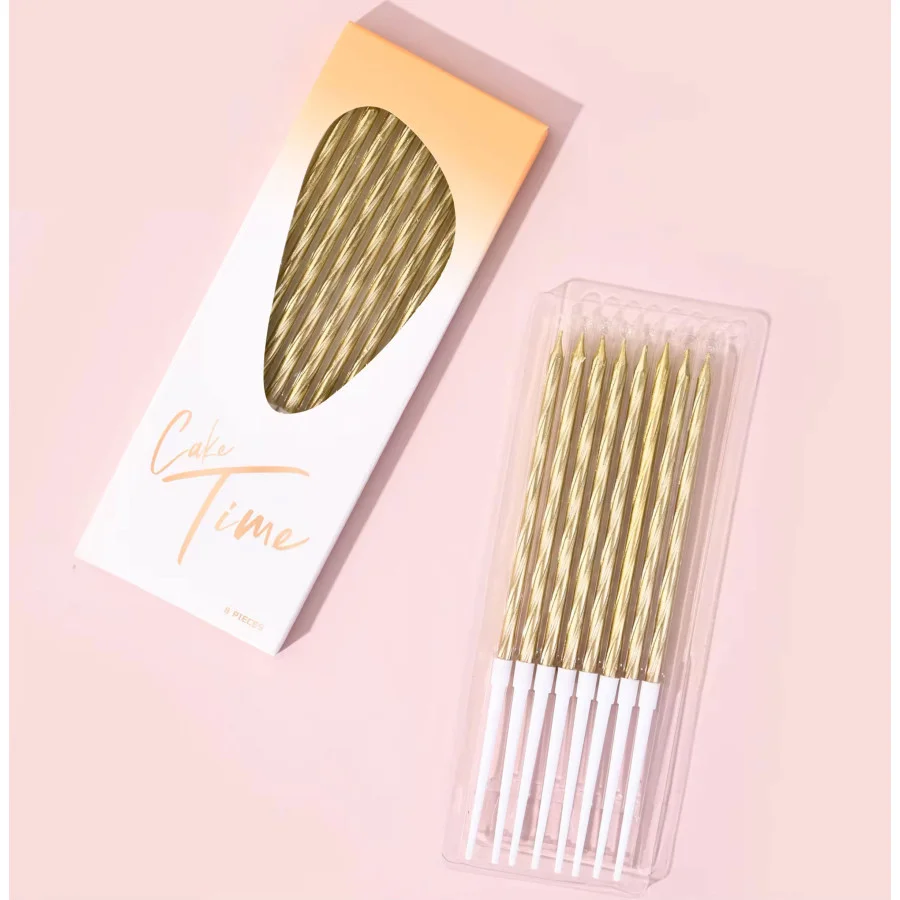 classic luxury long gold birthday candles 8 Candles