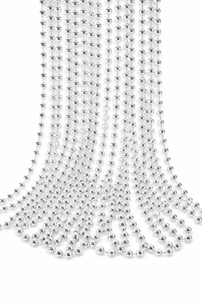 33 Inch Bead Necklace Silver New Year Pcs
