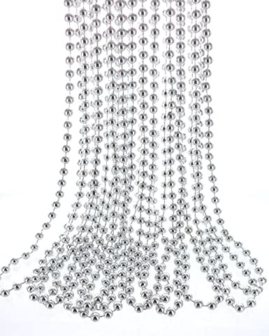 33 Inch Bead Necklace Silver New Year Pcs