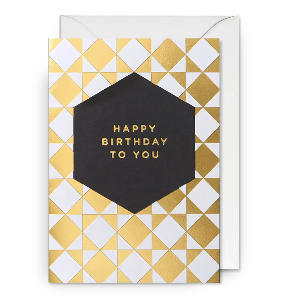 Gold Geometric Patterned Birthday Card