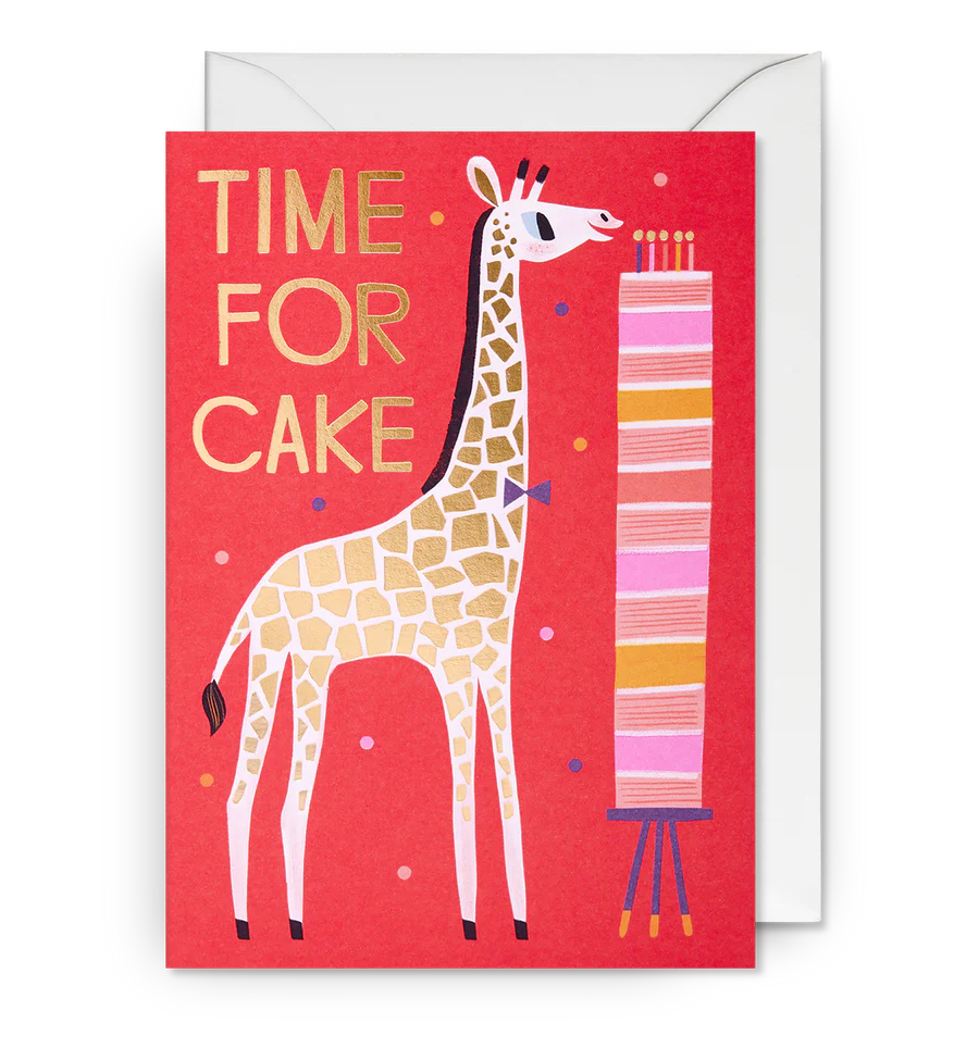 Time for Cake Giraffe Birthday Card