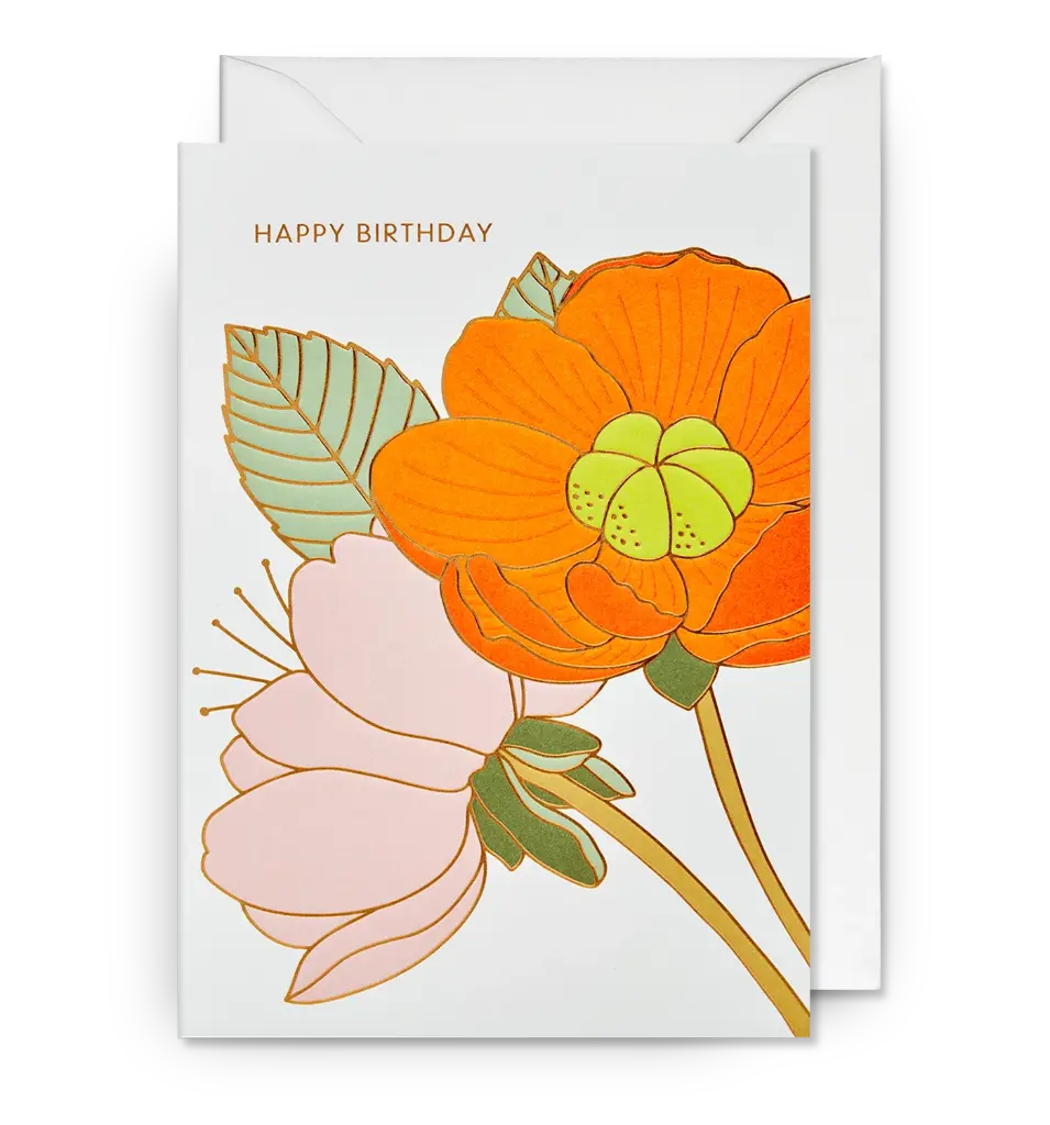 Happy Birthday Floral Stems Greeting Card