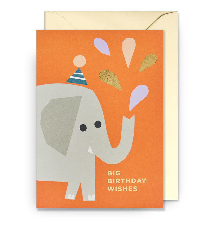 Party Elephant Big Birthday Wishes Greeting Card