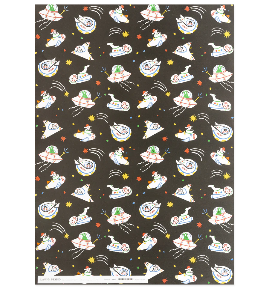 Space Ships Gift Wrap Sheet (70 x 50 cm)