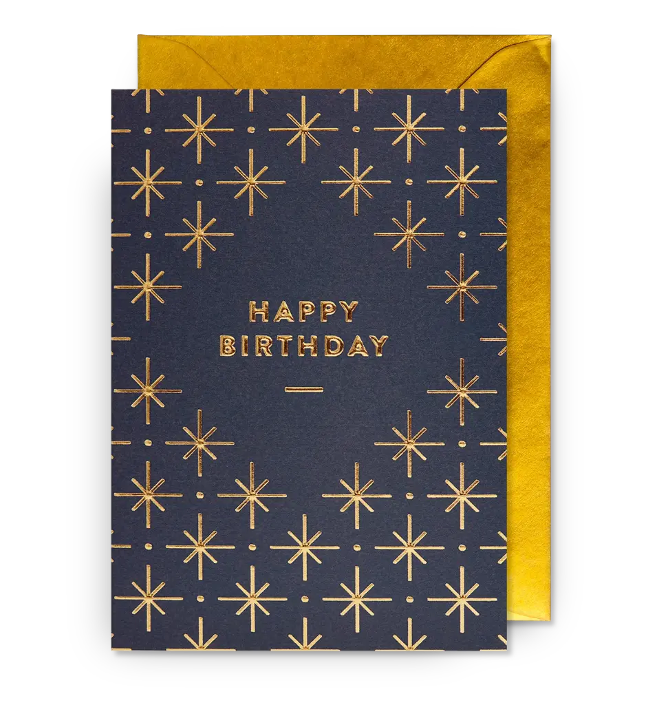 Happy Birthday Starburst Patterned Greeting Card