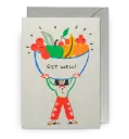 Get Well Illustrated Fruit Bowl Greeting Card