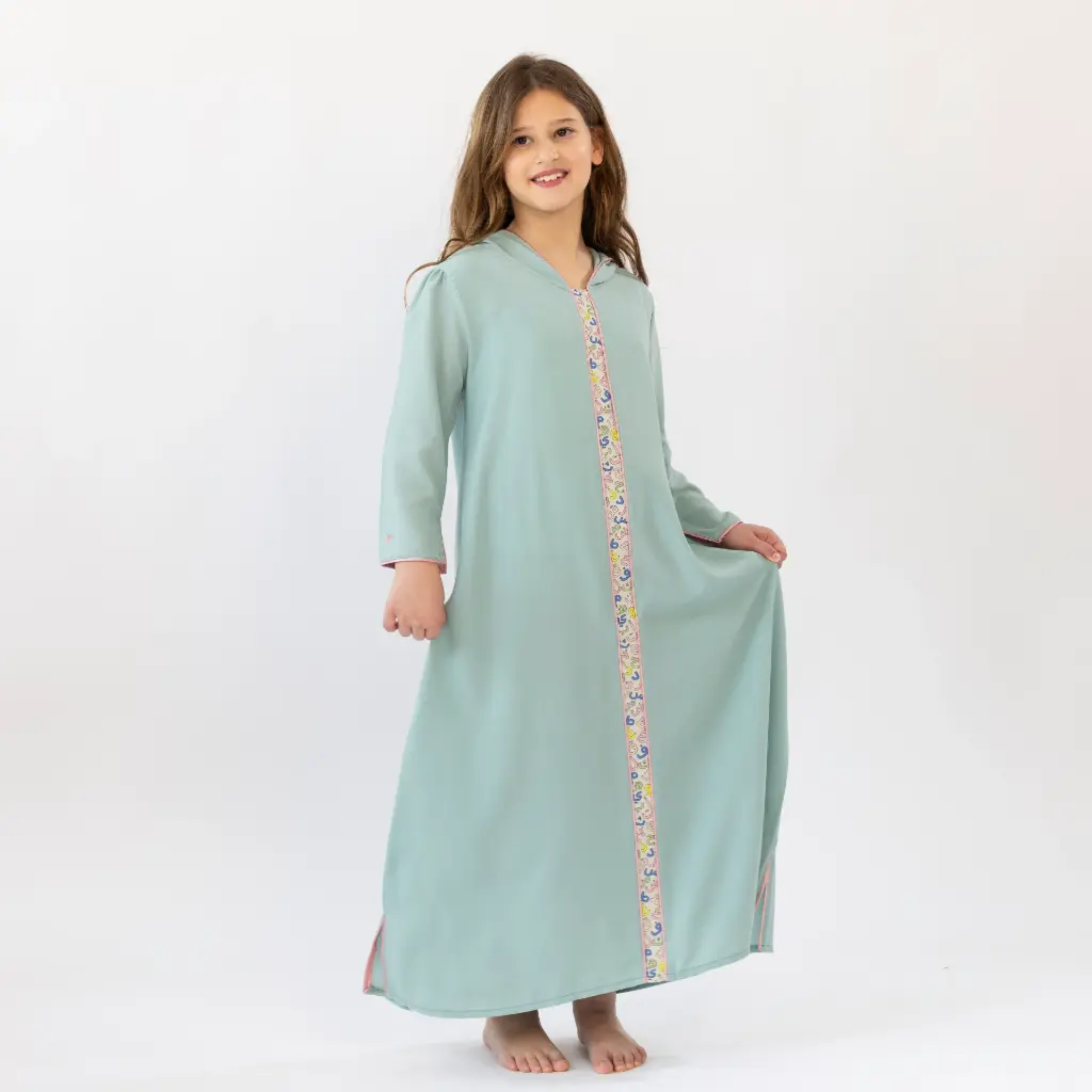 Ein Ghein Green Alphabet Kaftan 