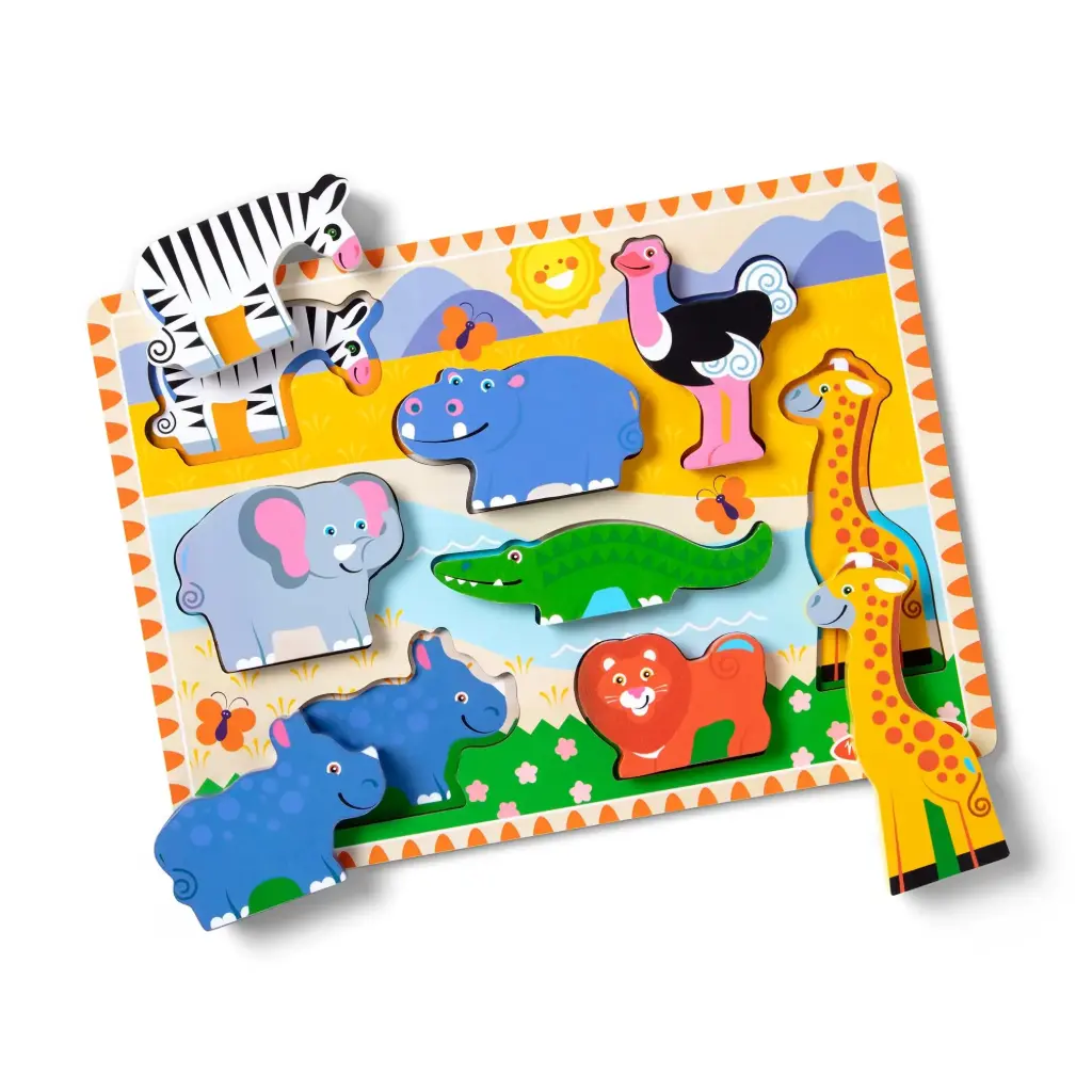 Melissa & Doug Safari Wooden Chunky Puzzle - 8 Pieces
