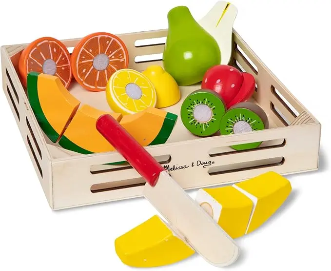 Melissa & Doug Cutting Fruit Set - Wooden Play Food Kitchen Accessory
