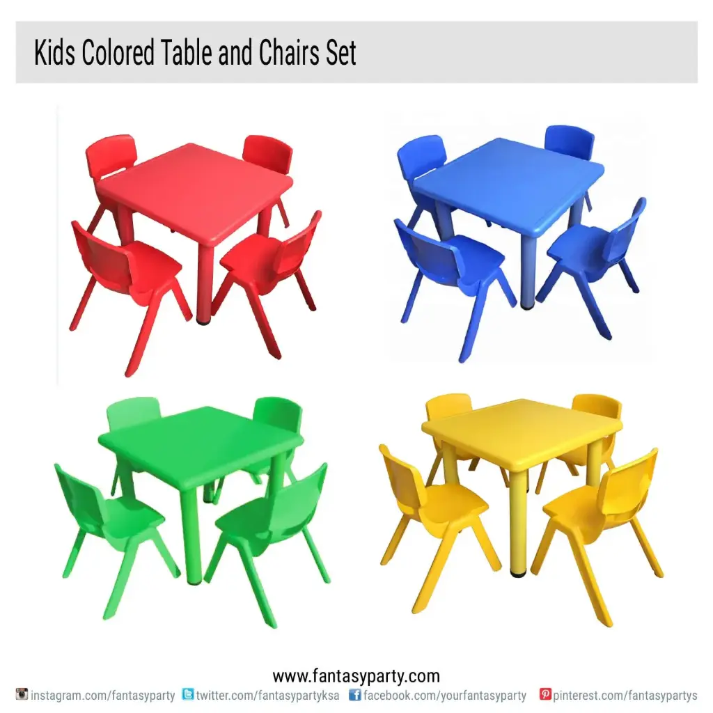 Kids Colored Table & Chairs Set Rental