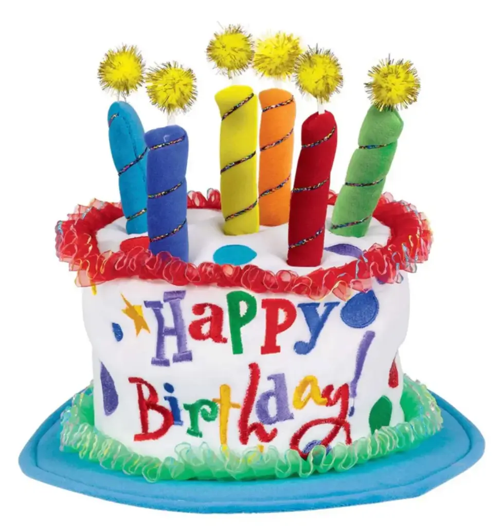 Blue Birthday Cake Hat 7 X 7in