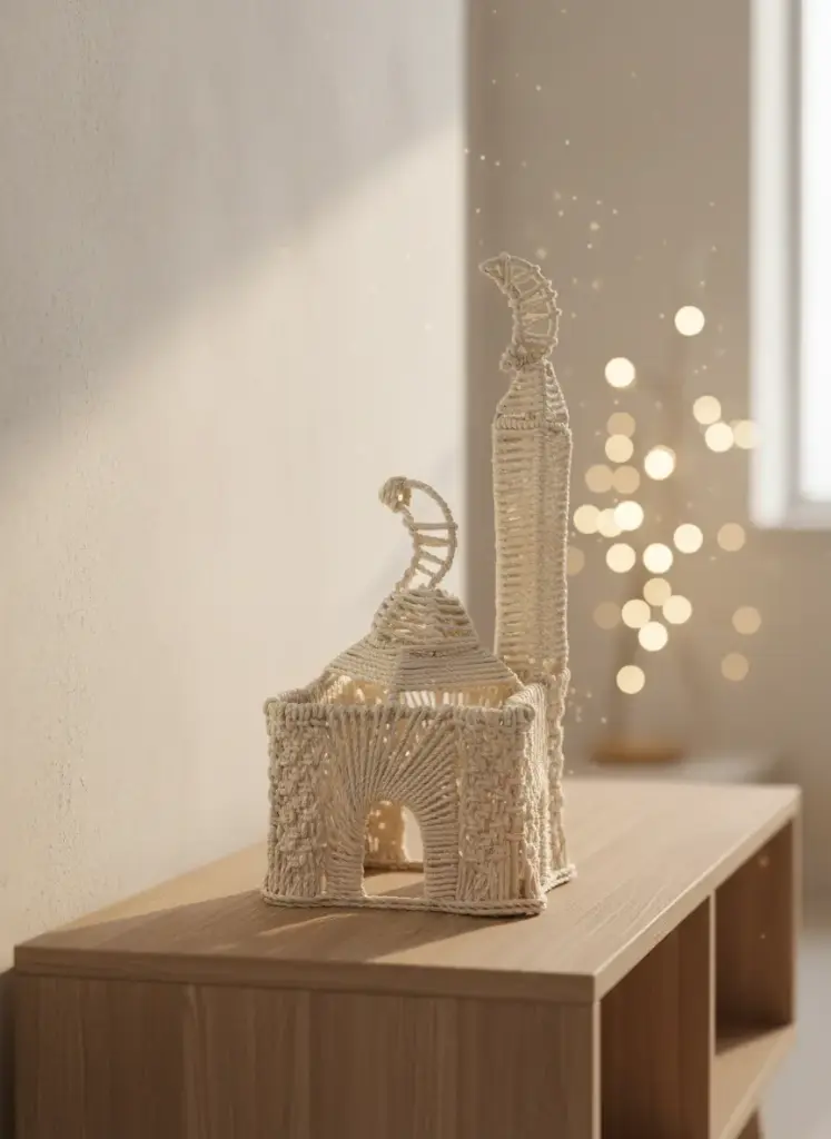 Macramé Ramadan Mosque Décor (Masjid) – Natural Rope (28x60) cm