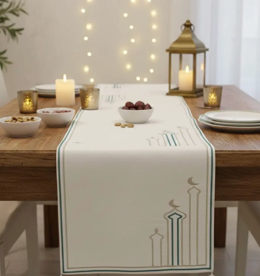 Ramadan Table Runner – Sage Lines 40 x 140 cm