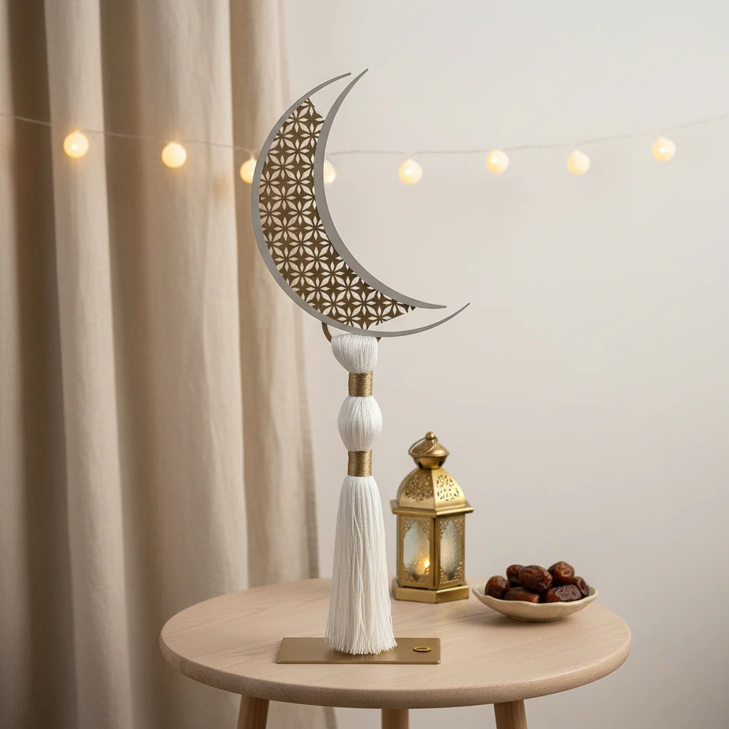 Ramadan Crescent Floor Stand 70cm – Gold