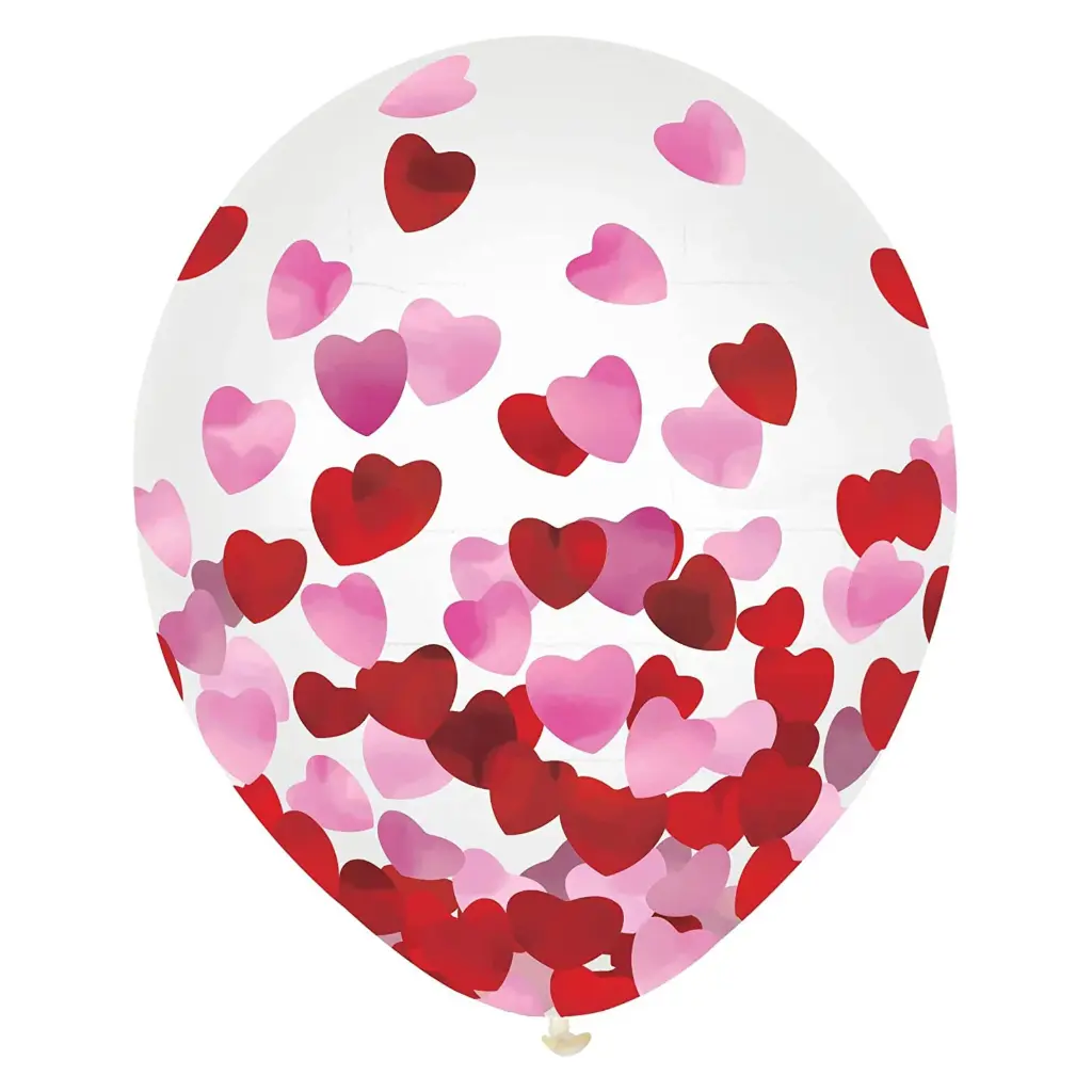 Latex Balloons With Foil Heart Confetti 12inches-6pcs