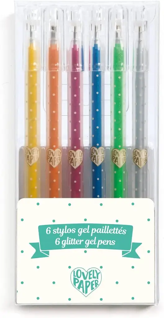 Djeco Lovely Paper – 6 Glitter Gel Pens
