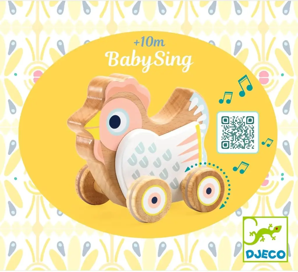 Djeco BabySing Activity Toy Hen on Wheels