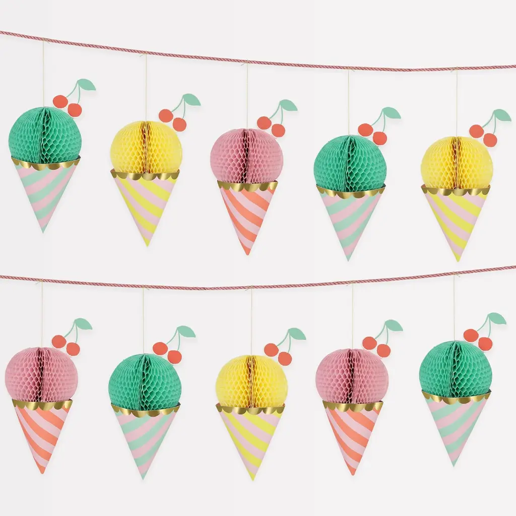 Meri Meri Ice Cream Honeycomb Garland 1.8 M