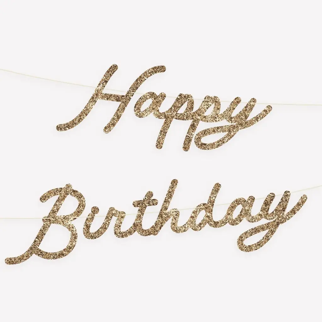 Meri Meri Gold Glitter Happy Birthday Garland