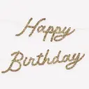 Meri Meri Gold Glitter Happy Birthday Garland
