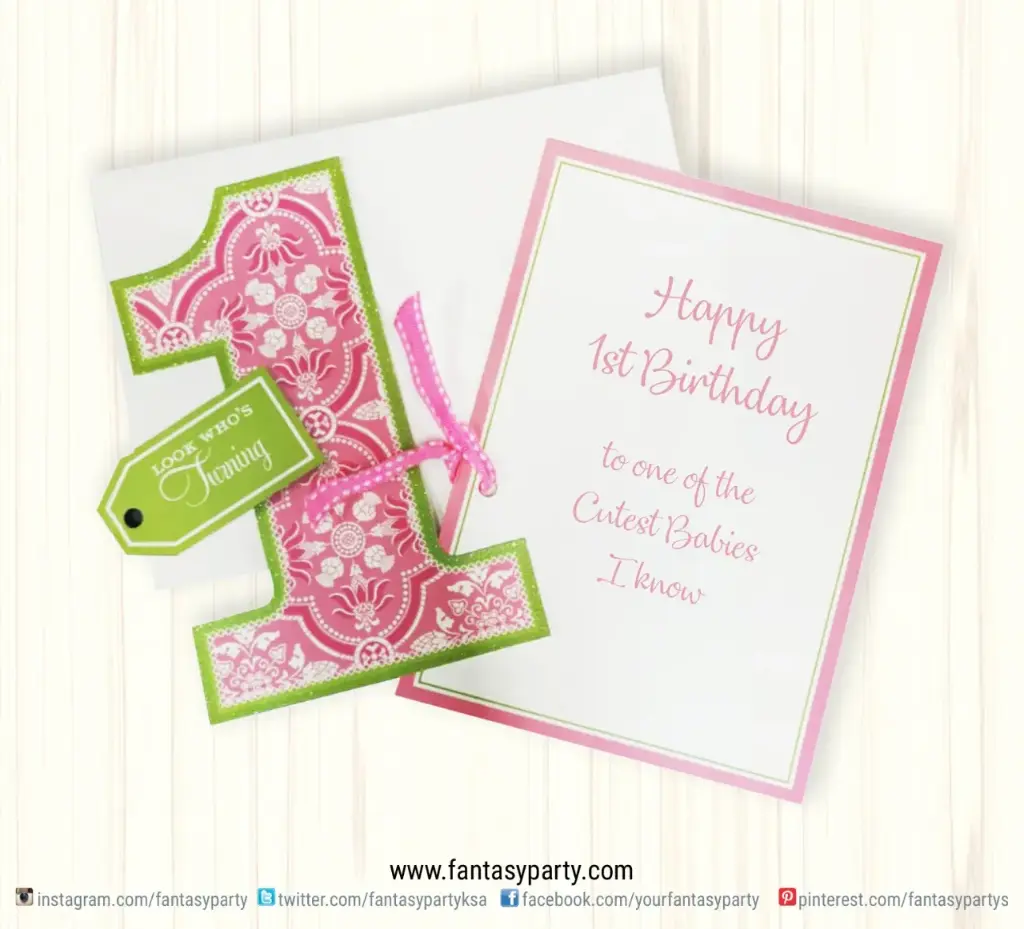 Greeting Card - Turning 1 Boy, Pink