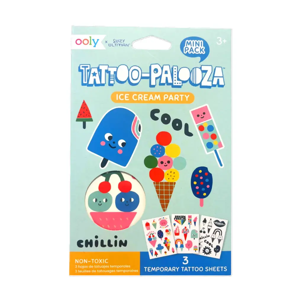 Tattoo Palooza x Suzy: Mini Temporary Tattoos - Ice Cream Party (3 Sheet Set)