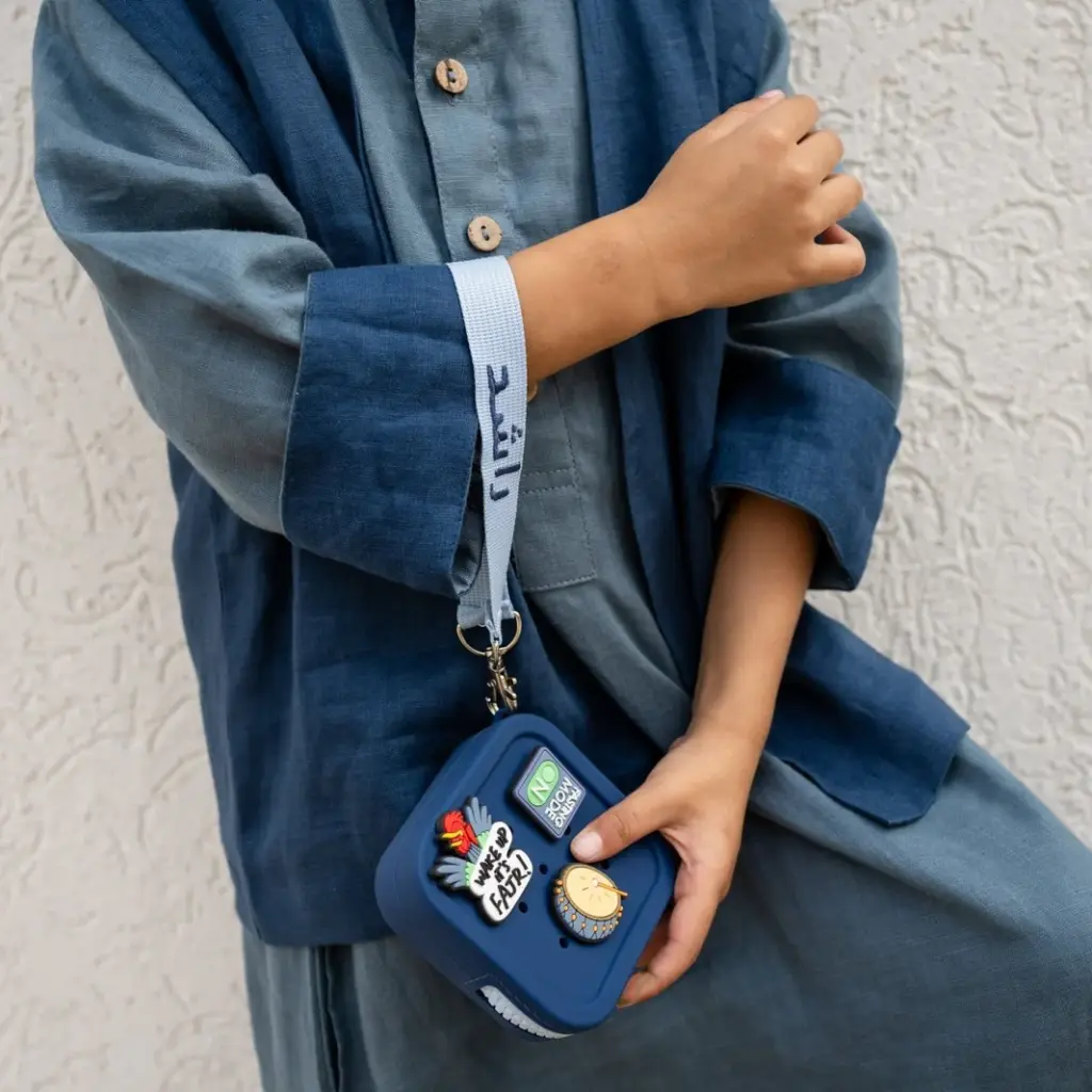 Charms Pouch - Navy/Light blue