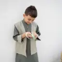 Premium Linen Boys Vest - Mint Green