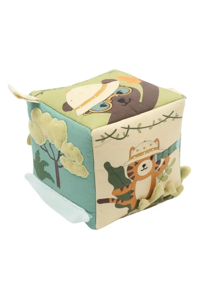 Organic Fabric Cube Baby Toy - Safari