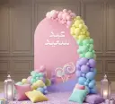 Pastel Eid Backdrop Candy Theme