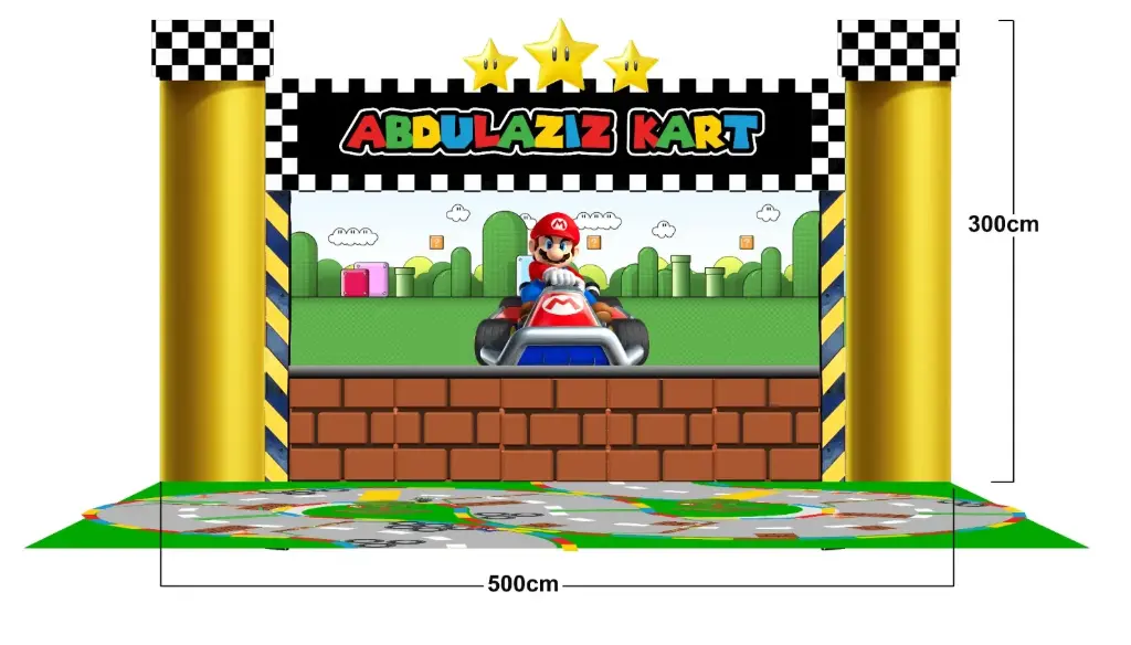 Grand Super Mario Kart Theme Setup 5m x 3m