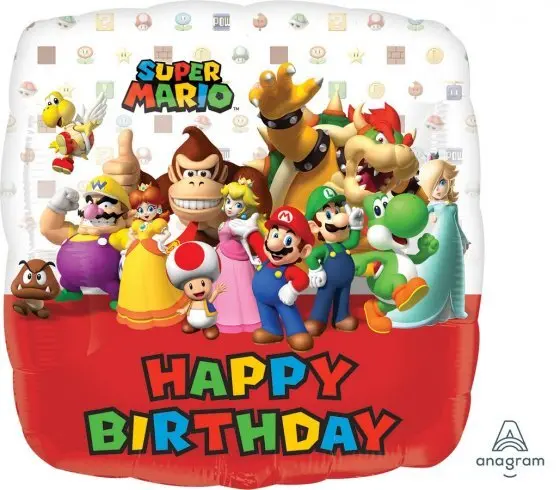 Mario Bros. Happy Birthday Square Balloon 18In