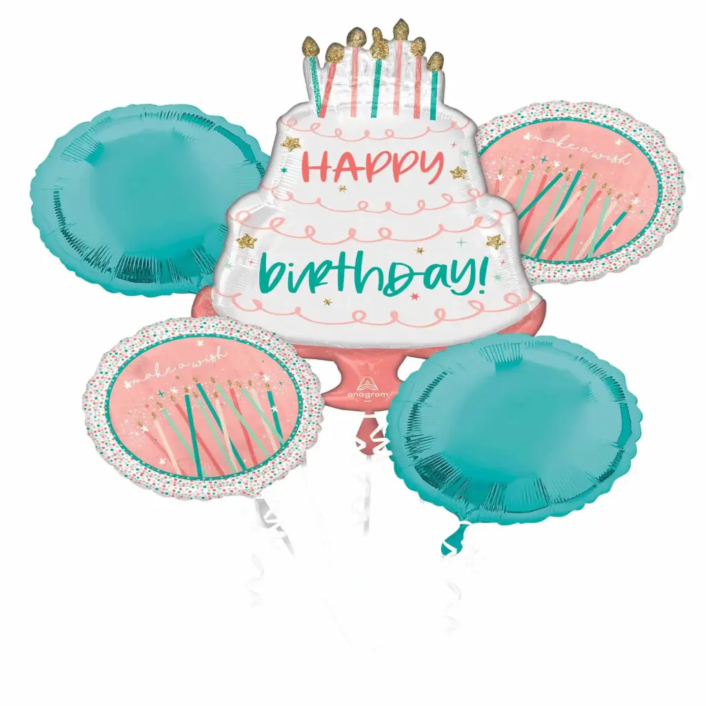 Happy Cake Day Balloon Bouquet, 5Pcs