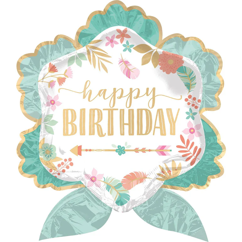 Boho Birthday Girl Supershape Foil Balloon