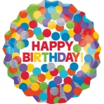 Primary Rainbow Birthday Holo Foil Balloon 28In