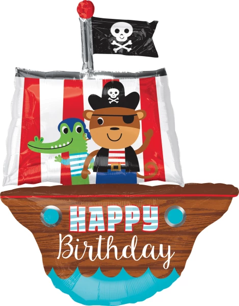 Hbd Pirate Ship Supershape Foil Balloon