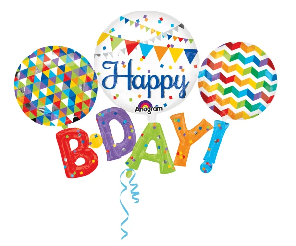 Happy B-D-A-Y Multi-Balloon 56 X 36In