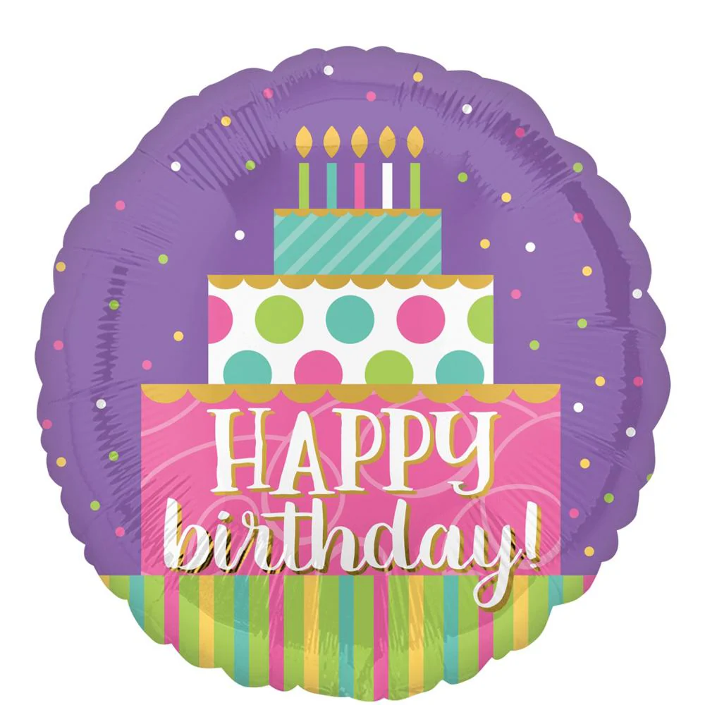 Birthday Cake Swirl Foil Balloon 18In