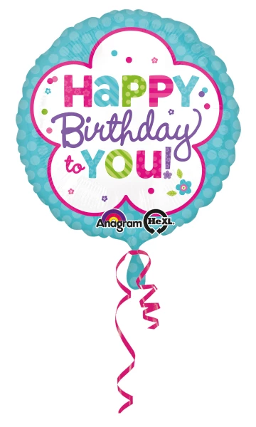 Pink & Teal Birthday Balloon 18In