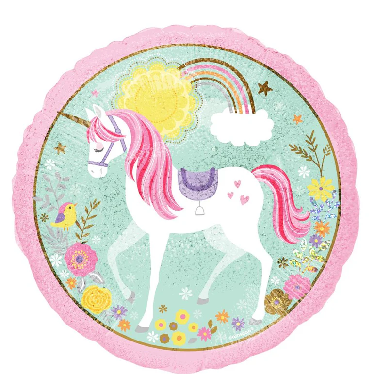 Magical Unicorn Birthday Holographic Foil Balloon 18In
