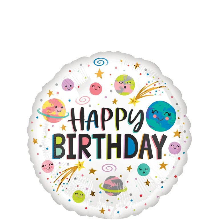 Smiling Galaxy Birthday Foil Balloon 18In