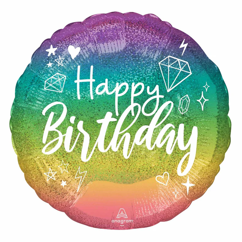 Sparkle Birthday Holographic Balloon 18In