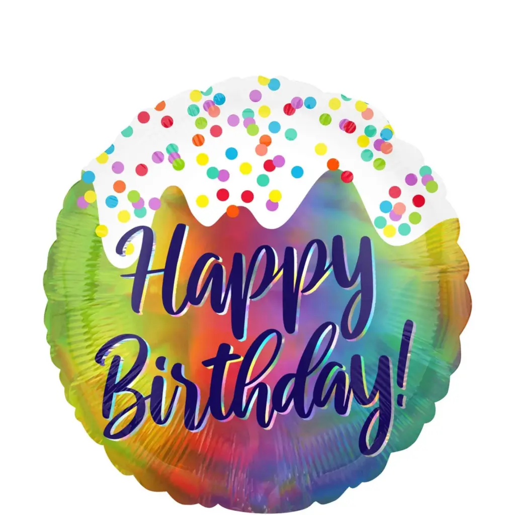 Birthday Prosted Confetti Holographic Balloon 18In