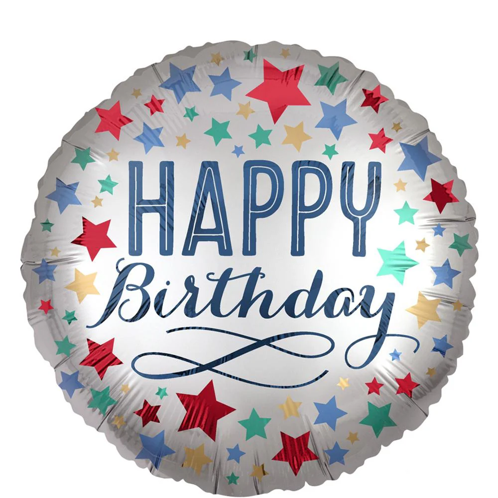 Happy Birthday To You Satin Star Foil Balloon 18In
