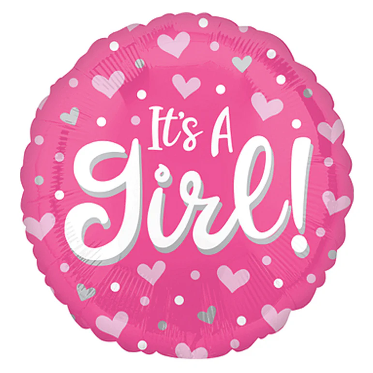 Its A Girl Hearts & Dots Foil Balloon 18In