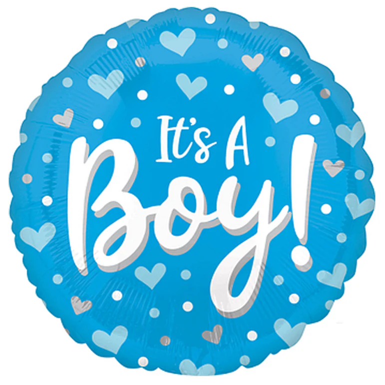 Its A Boy Hearts & Dots Foil Balloon 18In
