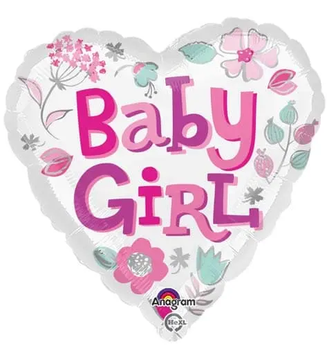 Baby Girl Heart Foil Balloon 18In